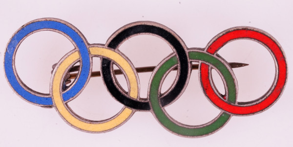 Olympia 1936 Besucherabzeichen Olympische Ringe